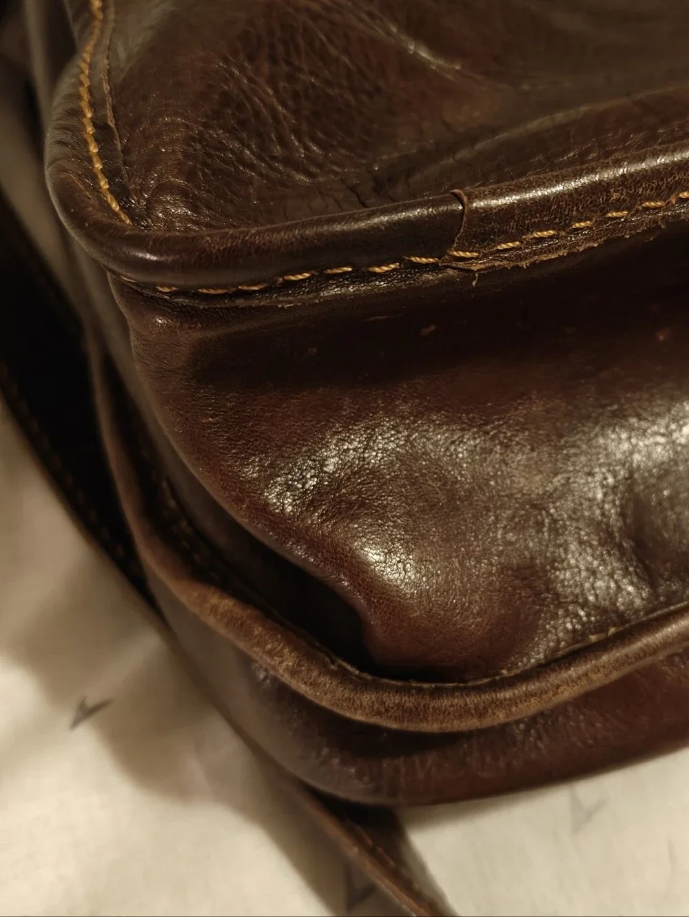 Classic Italian Brown Leather Messenger Briefcase Bag